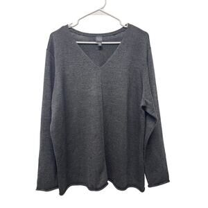 Eileen Fisher V-neck long sleeve 100% merino wool dark gray size 1X